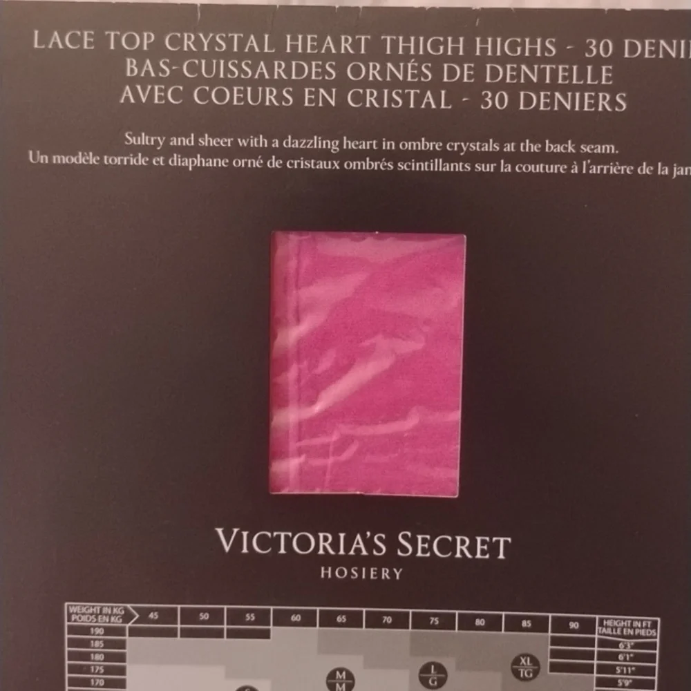 Victoria's Secret Pink Crystal Heart Lace Hosiery